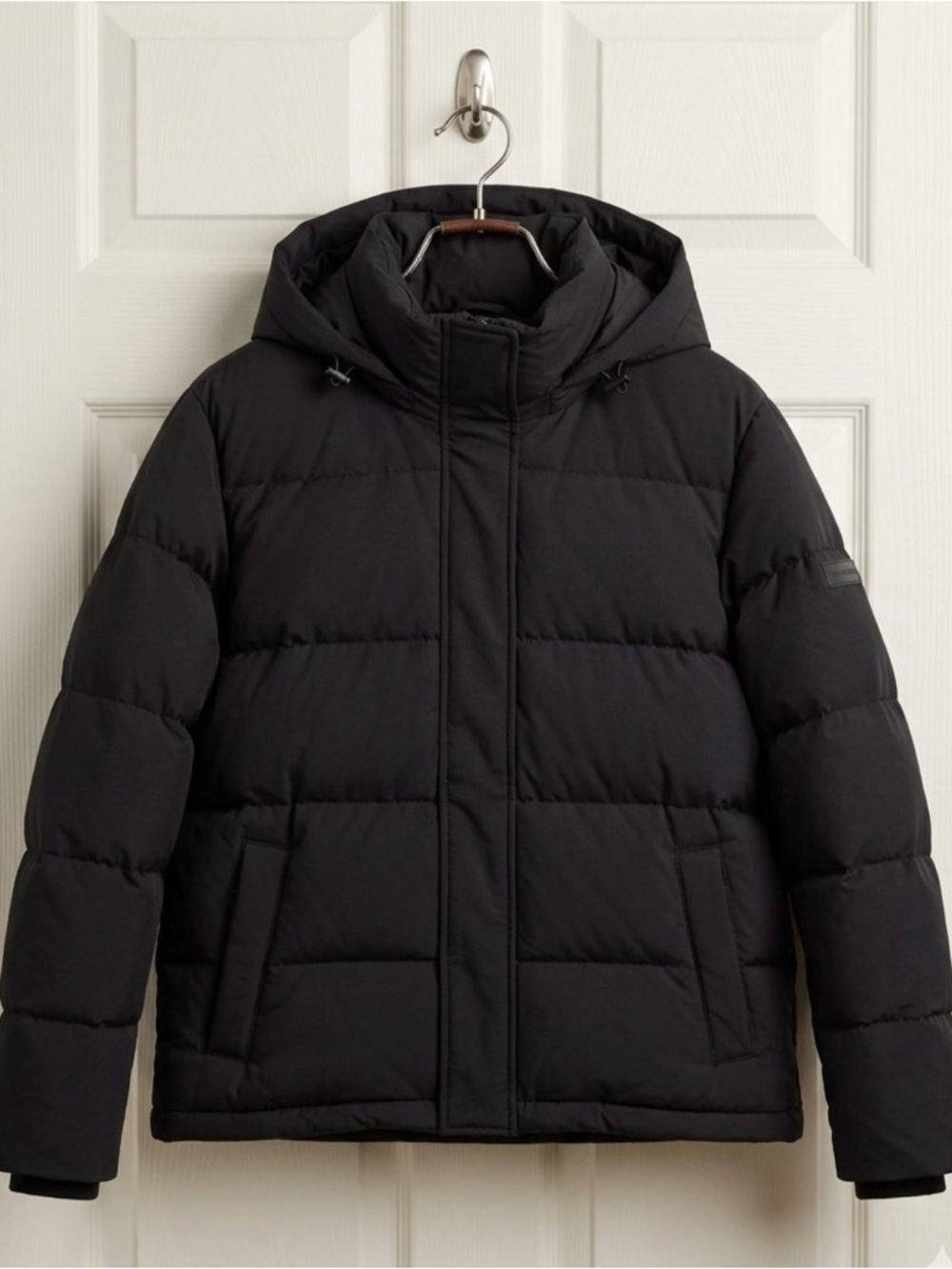 Calvin Klein Black Hooded Quilted Puffer Jacket